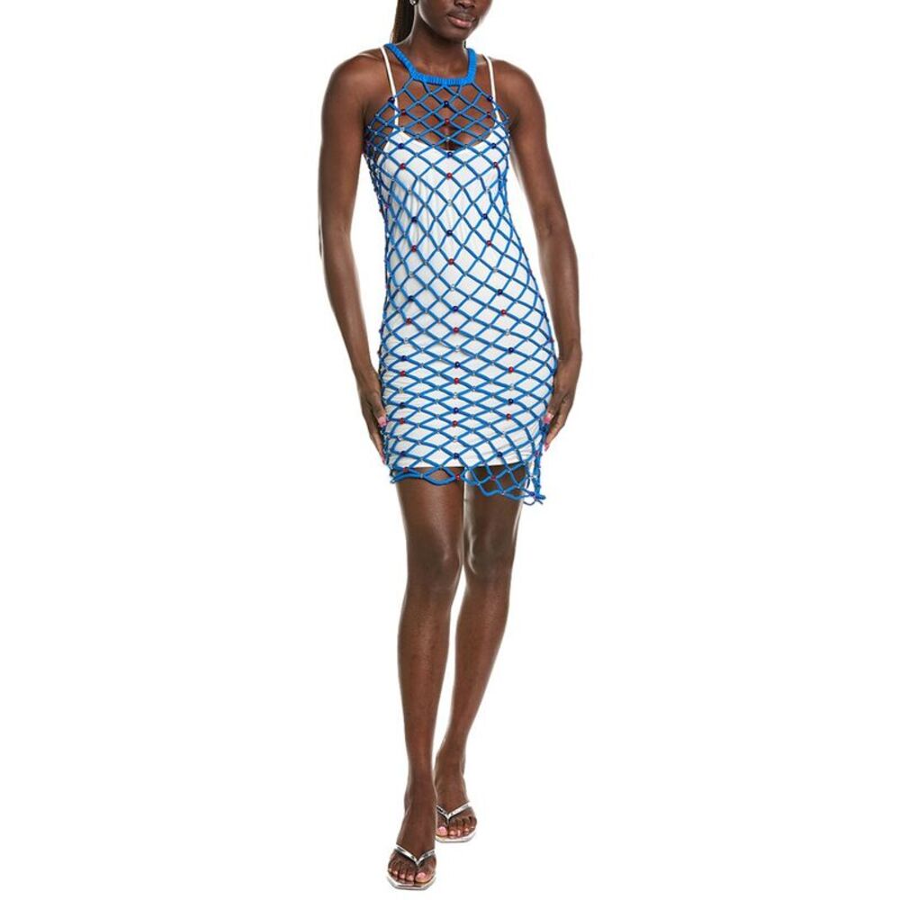 Paris Georgia Womens  Glass Beaded Net Skirt, Blue